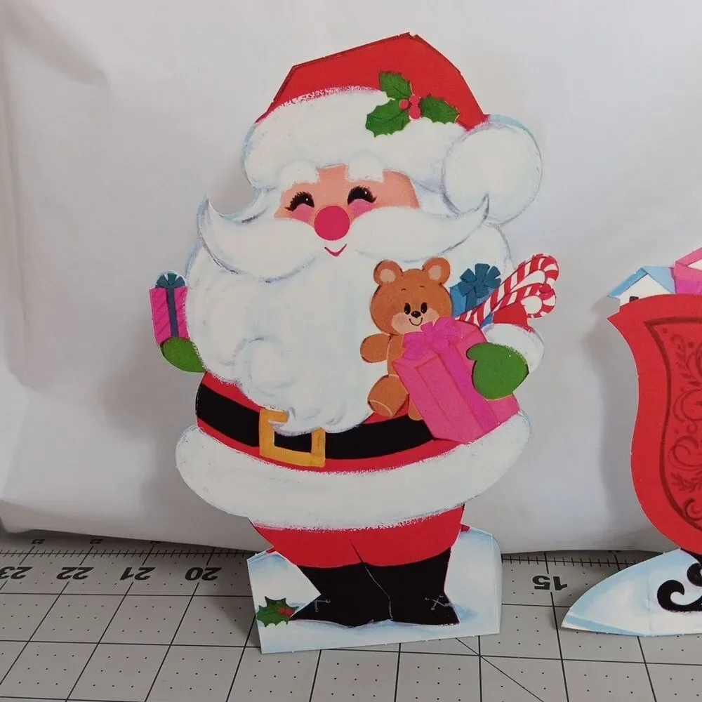 Hallmark Cutouts Christmas Santa Rudolph Reindeer Sleigh Lot Vintage Incomplete